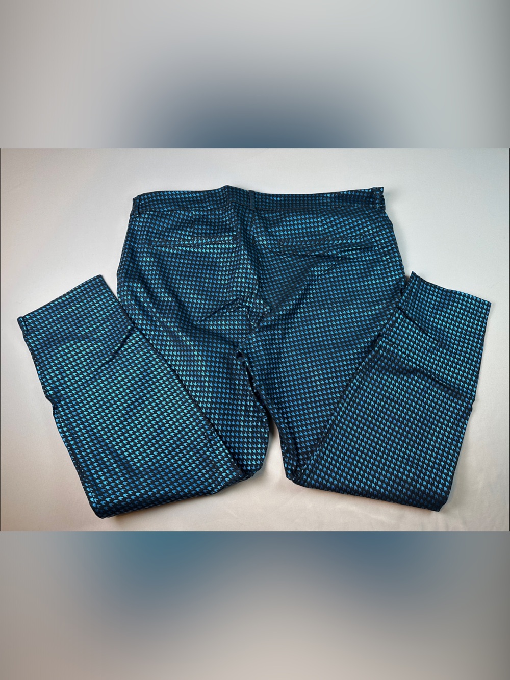 Old Navy Women’s Business Casual Pants Size 18 Plus Blue Teal Houndstooth Pixie